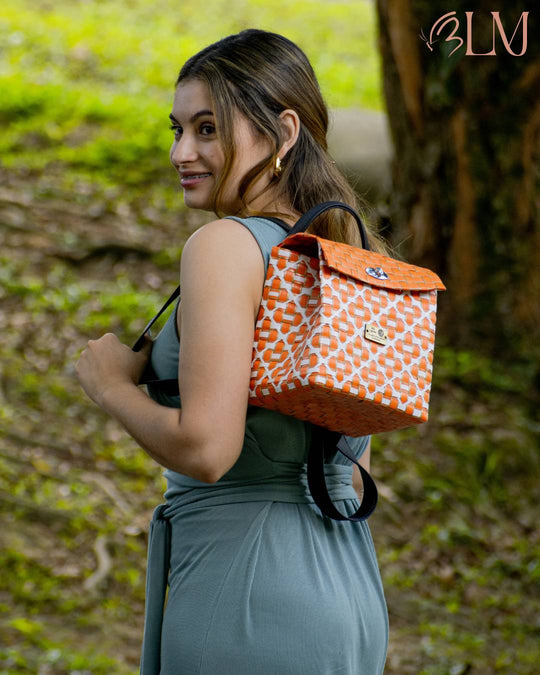 Morral Encanto Bohemio | Naranja & Blanco